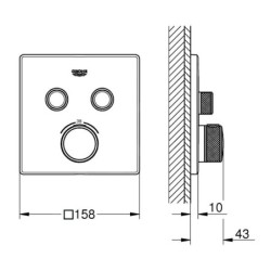 Grohe Grohtherm SmartControl - Mitigeur thermostatique encastré avec 2 soupapes, Hard Graphite 29124A00