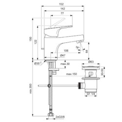 Ideal Standard Cerabase - Mitigeur de lavabo avec vidage, chrome BD393AA