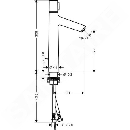Hansgrohe Talis Select S - Mitigeur de lavabo 190 avec tirette et garniture de vidage, touche de commande, chrome 72044000