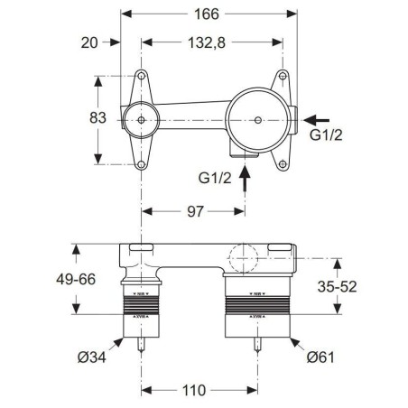 Ideal Standard Active - Corps d’encastrement pour mitigeur de lavabo encastré A5948NU