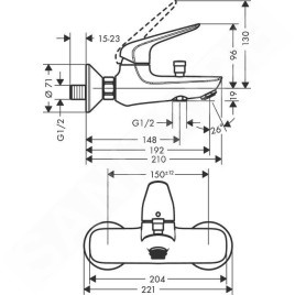 Hansgrohe Novus - Mitigeur de baignoire, chrome 71040000
