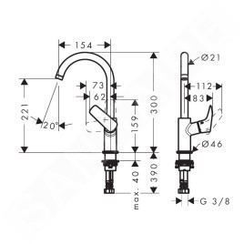 Hansgrohe Logis - Mitigeur de lavabo, EcoSmart, noir mat 71131670