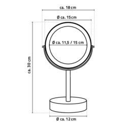 DAISY miroir cosmétique éclairage LED, Ø 150 mm, noir