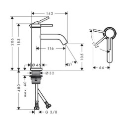 Hansgrohe Tecturis S - Mitigeur de lavabo, CoolStart, EcoSmart, bronze brossé 73312140