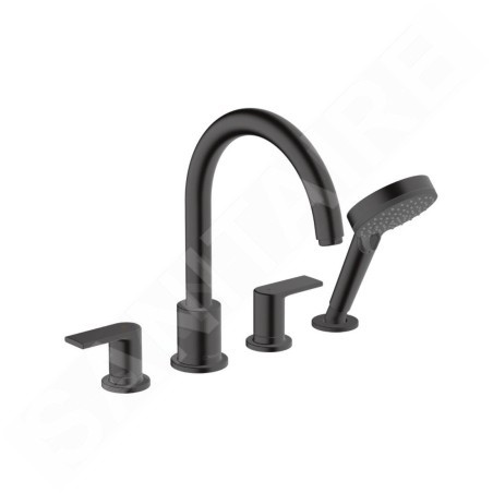 Hansgrohe Vernis Shape - Mitigeur sur le bord de baignoire, installation 4 trous, noir mat 71459670