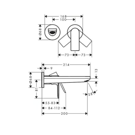Hansgrohe Rebris E - Mitigeur de lavabo encastré, 2 trous, chrome 72568000
