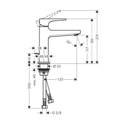 Hansgrohe Metropol - Mitigeur de lavabo 110 avec garniture de vidage à tirette, chrome 32506000