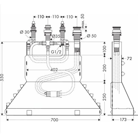 Hansgrohe Corps d’encastrement - Corps d’encastrement quatre trous à monter sur bord de baignoire 13444180