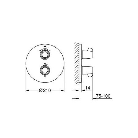 Grohe Grohtherm Special - Robinet de baignoire thermostatique encastré, chrome 29095000