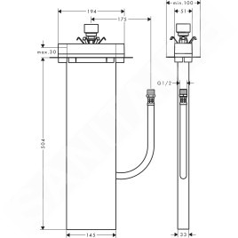 Hansgrohe sBox - Corps d'encastrement pour support de douchette sur bord de baignoire ou plage de carrelage 13560180