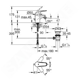 Grohe Costa L - Robinet de lavabo pour eau froide, chrome 20142000