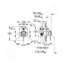 Grohe BauClassic - Mitigeur de baignoire encastré, avec corps, chrome 29047000