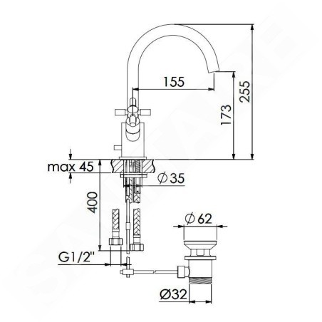 Steinberg 250 - Mitigeur de lavabo avec vidage, nickel brossé 250 1500 BN