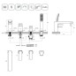 Ravak Flat - Mitigeur FL 026.00 sur le bord de la baignoire, installation de 4 trous, chrome X070120