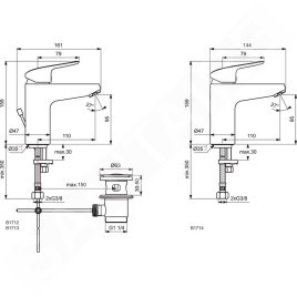 Ideal Standard CeraFlex - Mitigeur de lavabo avec vidage, chrome B1713AA