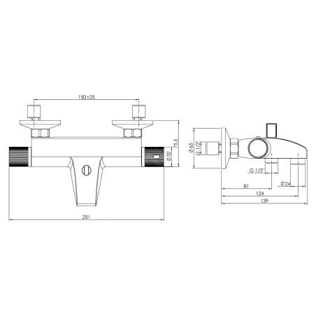 Aqualine Action - Mitigeur thermostatique de salle de bains, chromé MB106