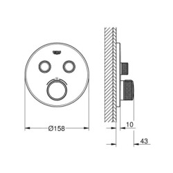 Grohe Grohtherm SmartControl - Mitigeur thermostatique encastré de douche, 2 sorties, supersteel 29119DC0