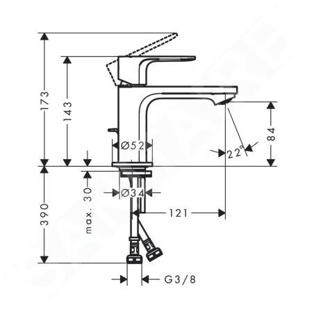 Hansgrohe Rebris E - Mitigeur de lavabo avec vidage, chrome 72550000