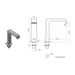 Sapho Robinetterie - Bec sur bord de baignoire, largeur 43 mm, cascade, chrome B02