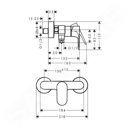 Hansgrohe Rebris S - Mitigeur de douche, 2 sorties, noir mat 72643670