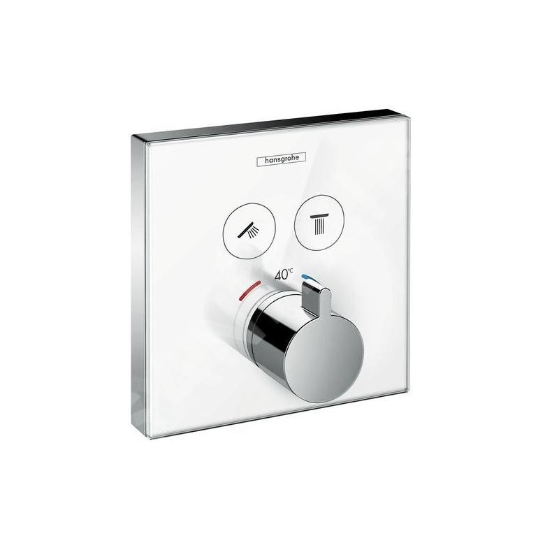 Hansgrohe Shower Select Glass - Mitigeur thermostatique encastré pour 2 sorties, blanc/chrome 15738400 Hansgrohe Shower Select Glass - Mitigeur thermostatique encastré pour 2 sorties, blanc/chrome 15738400
