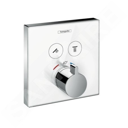 Hansgrohe Shower Select Glass - Mitigeur thermostatique encastré pour 2 sorties, blanc/chrome 15738400
