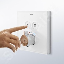 Hansgrohe Shower Select Glass - Mitigeur thermostatique encastré pour 2 sorties, blanc/chrome 15738400