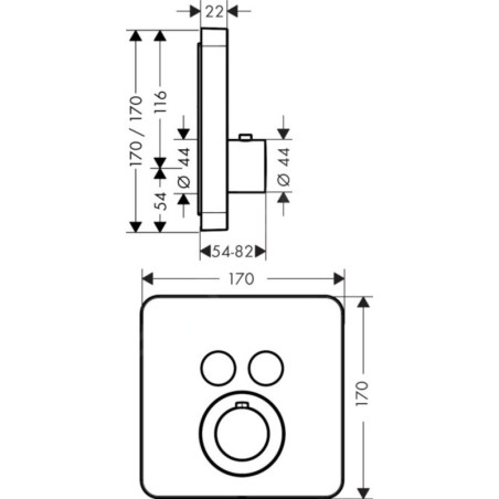 Axor ShowerSelect - Module thermostatique encastré pour 2 sorties, chrome 36707000