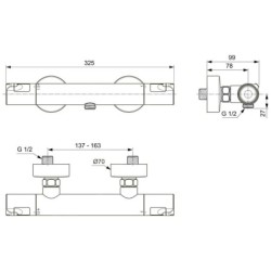 Ideal Standard CeraTherm - Mitigeur thermostatique de douche T50, chrome A7214AA