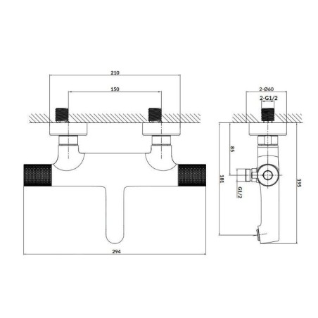 Cersanit Zen - Mitigeur thermostatique pour baignoire, gun metal S951-569