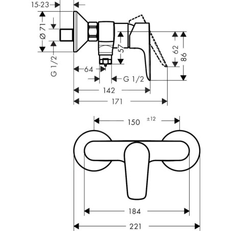 Hansgrohe Talis E - Mitigeur de douche, noir chromé brossé 71760340