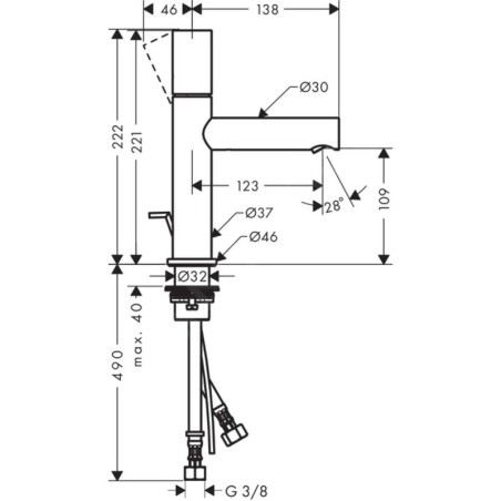 Axor Uno - Mitigeur de lavabo 110 avec vidage, chrome 45001000