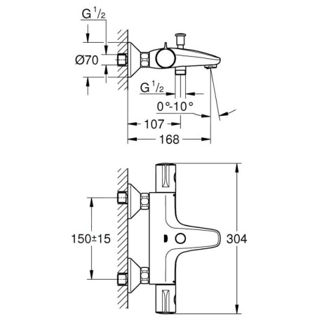 Grohe Grohtherm 800 - Mitigeur de baignoire thermostatique, chrome 34576000