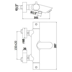 Paffoni Light - Mitigeur thermostatique de baignoire, noir mat LIQ022NO