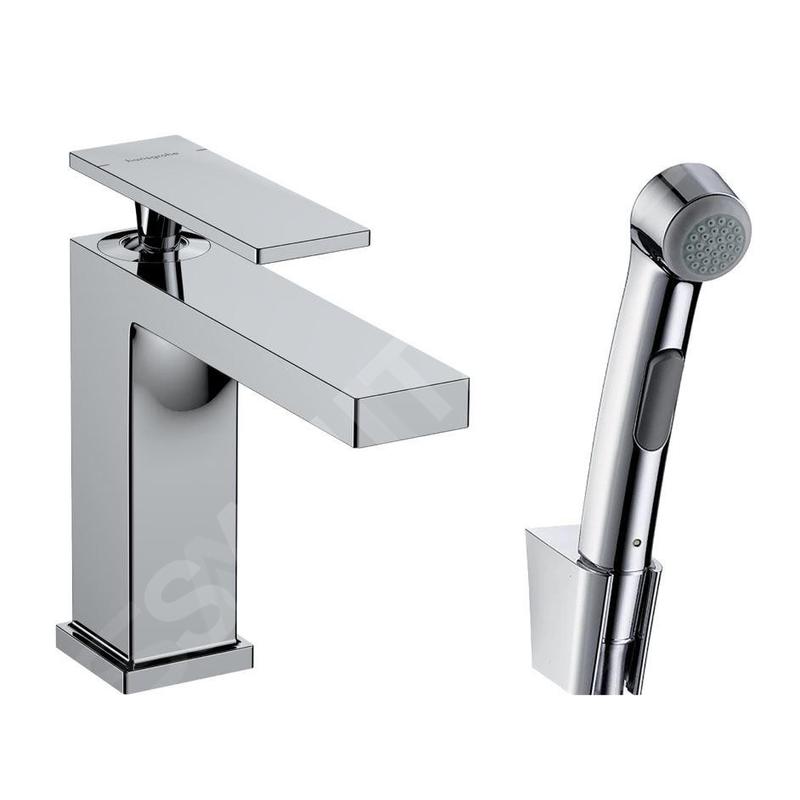 Hansgrohe Tecturis E - Mitigeur de lavabo avec vidage Push-Open et douchette de bidet, EcoSmart, chrome 73210000