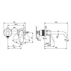 Ideal Standard Cerafine Nuovo - Mitigeur de lavabo encastrable, installation à 2 trous, chrome BD776AA