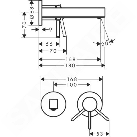 Hansgrohe Finoris - Mitigeur de lavabo encastré, installation 2 trous, EcoSmart, blanc mat 76051700