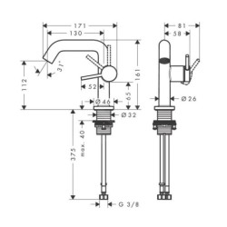 Hansgrohe Tecturis S - Mitigeur de lavabo avec vidage Push-Open, CoolStart, EcoSmart, bronze brossé 73322140