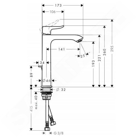 Hansgrohe Metris New - Mitigeur de lavabo 200 avec vidage, chrome 31183000