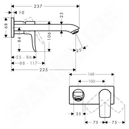 Hansgrohe Metris New - Mitigeur de lavabo encastré, chrome 31086000