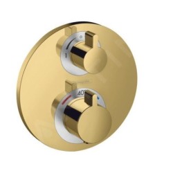 Hansgrohe Ecostat S - Mitigeur thermostatique encastré, 2 sorties, or poli 15758990