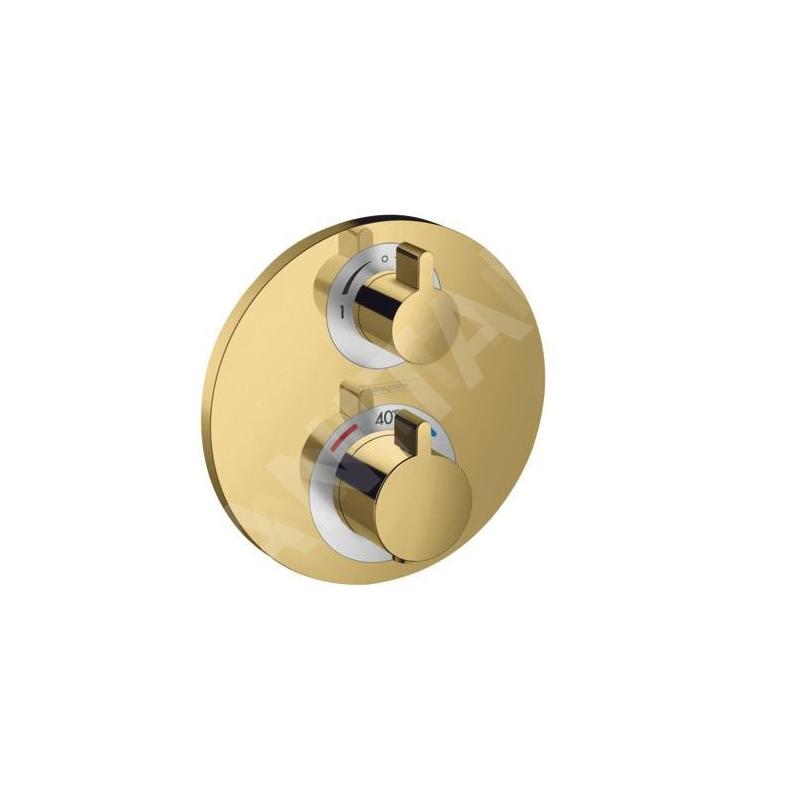 Hansgrohe Ecostat S - Mitigeur thermostatique encastré, 2 sorties, or poli 15758990 Hansgrohe Ecostat S - Mitigeur thermostatique encastré, 2 sorties, or poli 15758990