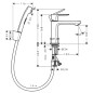 Hansgrohe Rebris E - Mitigeur de lavabo avec douchette de bidet, chrome 72216000