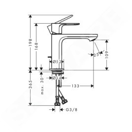 Hansgrohe Rebris E - Mitigeur de lavabo avec vidage, chrome 72557000