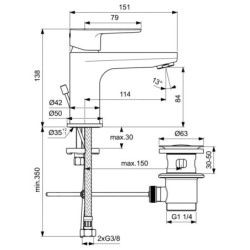Ideal Standard Cerafine O - Mitigeur de lavabo avec vidage, chrome BC698AA