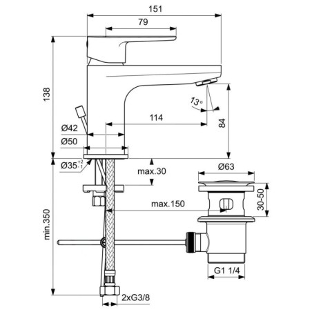 Ideal Standard Cerafine O - Mitigeur de lavabo avec vidage, chrome BC698AA
