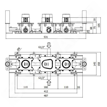 Paffoni Modular Box - Corps de base encastré pour mitigeurs thermostatiques MDBOX001