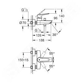 Grohe QuickFix Start - Mitigeur de baignoire, noir mat 322782432