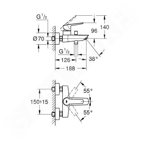 Grohe QuickFix Start - Mitigeur de baignoire, noir mat 322782432