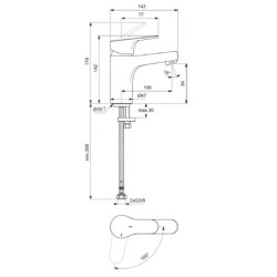 Ideal Standard Cerabase - Mitigeur de lavabo, BlueStart, chrome BC830AA